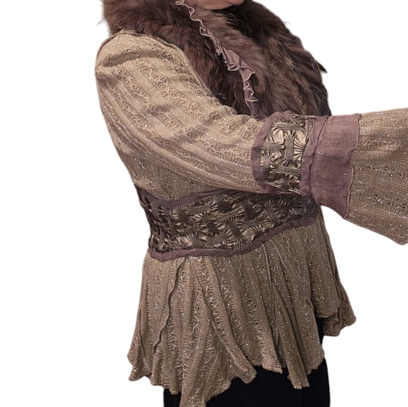 Aris A faux fur sweater with waist embellishments. (Magnolia Peal vibe) Small - Picture 7 of 8